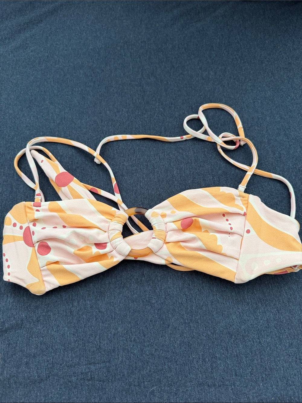 Montce Peach, Yellow & Blush Ring-Accent Bikini Top